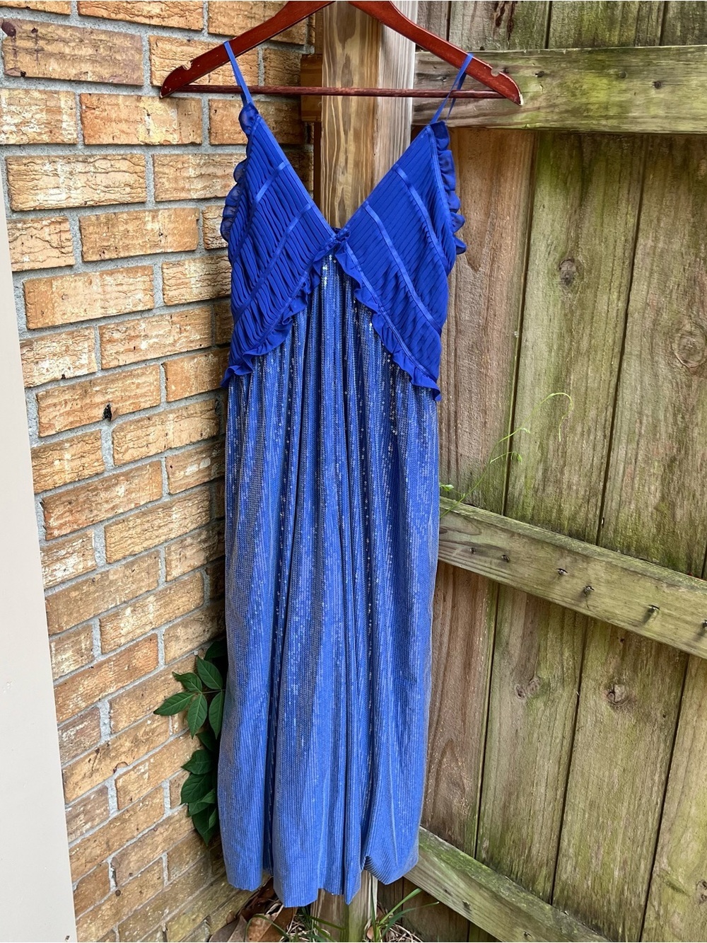 Maeve Fluid Shine Ruffle Crop Royal Blue Jumpsuit